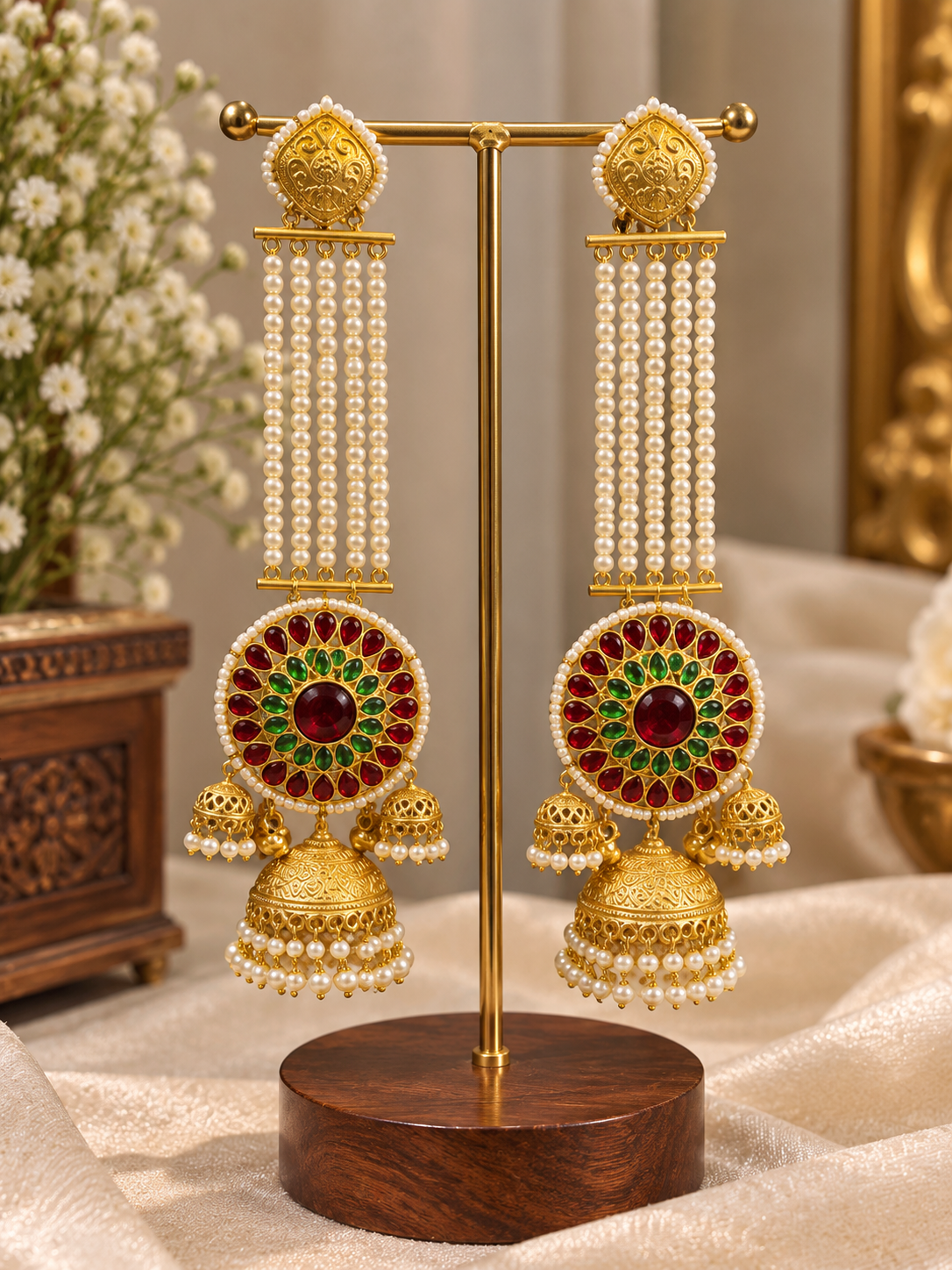 Pearl Strand Jhumkas