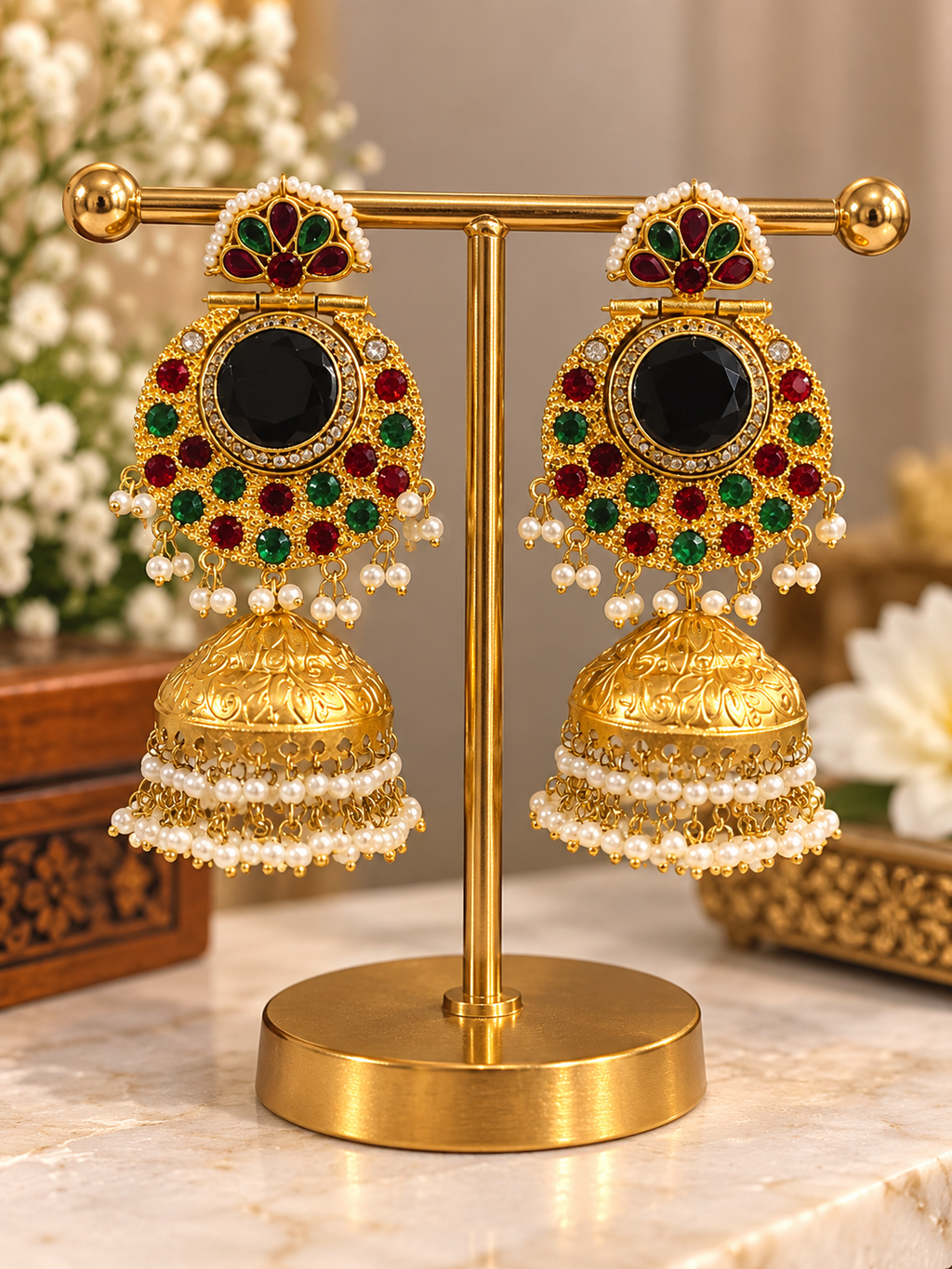 Gemstone Ghongroo Earrings